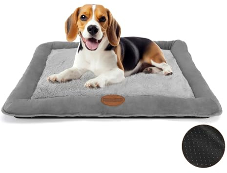 Nobleza Dog Bed Mat Medium Dogs Bed Washable Dogs Crate Mattress Pet Bed for Crate Dog Cushion Beds Grey Pets Beds Cosy Comfort Pets Pad Pet Mat for Puppy Cat Kitten, 75x57cm,29.5x22.4in