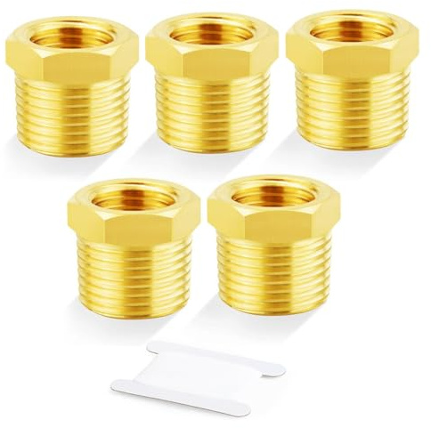 TAILONZ PNEUMATIC Raccord fileté en laiton pour tuyau 3/4 pouce BSP mâle x 1/2 pouce BSP femelle Adaptateur à douille hexagonale （5Pcs）