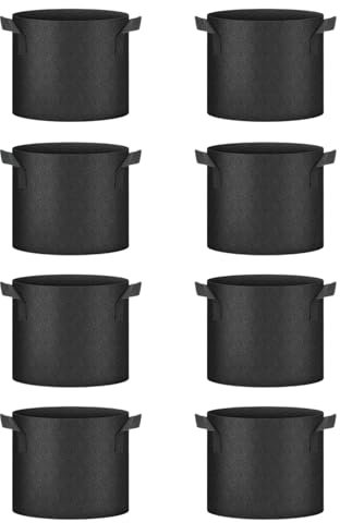 Landrain 8 Stück Pflanzsack 12L aus Vliesstoff, Stofftopf 12L mit Griffe, Stoff Töpfe Pflanztasche 3 Gallon
