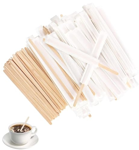 Elegance-go kaffepinnar, 200 stycken träpinnar kaffe, multifunktionella blandningsstav 12,7 cm engångs kaffepinnar träpinnar för omrörning för varma och kalla drycker