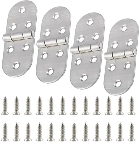 4 Stück 180 Grad Scharniere Klappbar, Edelstahl Scharnier Runde Klappscharnier Klein Möbelscharniere mit Schrauben für Türen Möbel Klapptisch Schrank Garderobe 8 × 3cm
