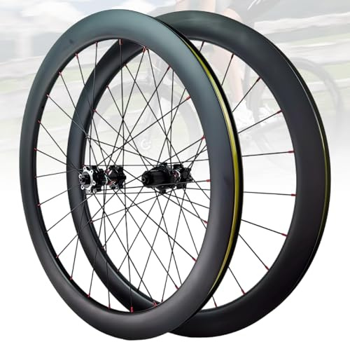 HZXQCVB 700C Rennrad-Laufradsatz Carbon-Faser-Felgen 38/50mm Höhe Schnellspanner Scheibenbremse 24H Straight Pull Nabe Für 7-12 Gang Kassette(50MM)