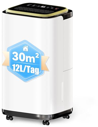 TRIUMPHKEY Luftentfeuchter Elektrisch 12L/24H, Tank 2,2 L, Raumentfeuchter, Entfeuchter Wohnung mit LED/Digitaler Display, Wäschetrocknung, 24H Timer, Gegen Schimmel, für 30m² Räume