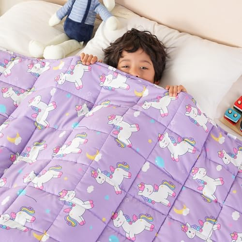 Sivio Weighted Blanket 5lbs, Cooling Weighted Blanket, Breathable Heavy Blankets for Sleeping, Washable Small Weighted Throw Blanket, 36x48-5lb, Purple Pony Pauly