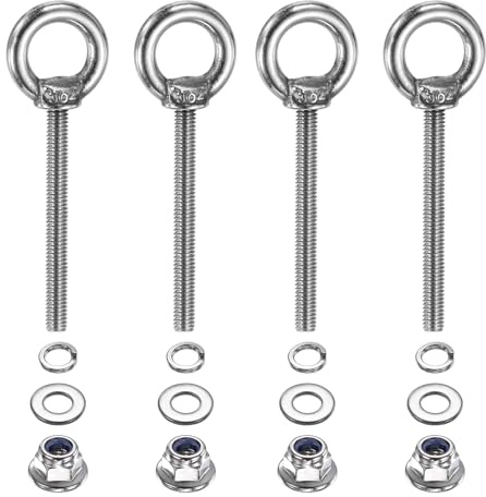 PATIKIL Bullone Ad Occhiello M4 X 40 Mm Con Spalla 4 Pezzi 304 Acciaio Inossidabile Anello Di Sollevamento Con Dado A Flangia Rondella Piatta E Rondella Di Blocco Per Cinghie Di Interno