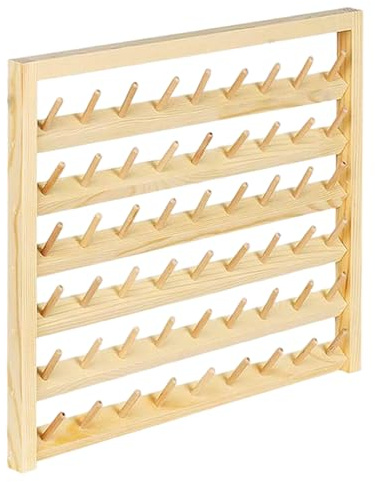 Peosaard Portafilo Supporto da Parete per 54 Bobine Portafilo in Legno Portaintreccio sospeso per Cucito, Quilting, Ricamo, Materiali Artigianali