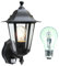 Traditional 6 Sided Garden/Porch Outdoor Coach Wall Lantern IP44 (Black 6 Sided + Motion Sensor + Halogen)