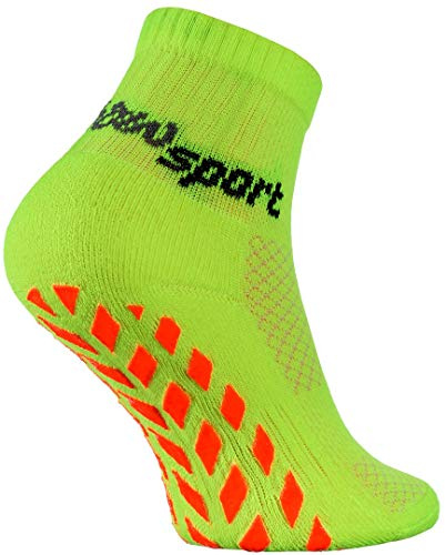 Rainbow Socks - Ragazza Ragazzo Neon Calze Sportive Antiscivolo - 1 paio - Verde - Taglia 30-35