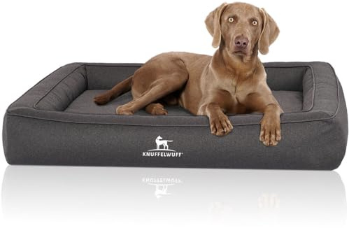 Knuffelwuff Orthopädisches Hundebett aus Velours mit Handwebcharakter Yukon XXXL 155 x 125cm Anthrazit