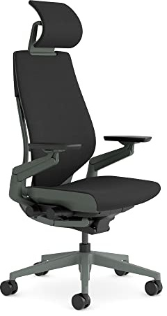 Sedia da ufficio ergonomica Steelcase Gesture con braccioli regolabili a 360°, supporto lombare 3D Live Back, poggiatesta regolabile Onyx; Prodotto in Europa