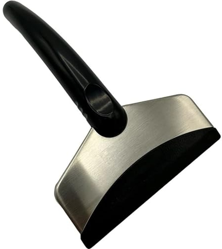 TIJAR® Ice Scraper for Car Windscreens – Ergonomic Curved Handle Frost & Snow Remover with Stainless Steel Blade Cover – Non-Scratch Durable Plastic Scraper for Cars and Vans