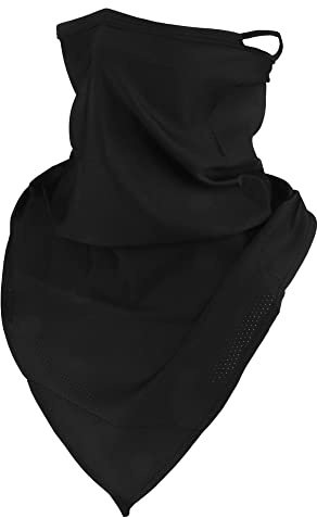 RIDEIWAKE Bandana Neck Gaiter with Ear Loops Balaclava Face Scarf Mask Quick-Dry Half Masks for Women Men - Dustproof & UV Sun Protection & Breathable（Paisley Style） Black
