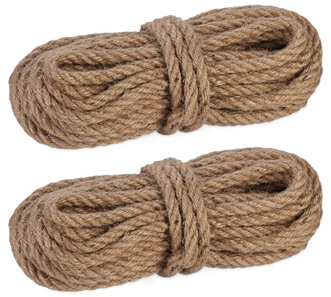 Relaxdays Juteschnur 10 mm, 2 Rollen Jutegarn je 15 m, biologisch abbaubar, Basteln, Garten, Verpackung, Kordel, Natur