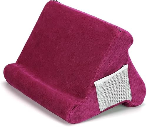 ZAJCI Pad Pillow - Support de Tablette Souple avec Poche en Filet - Support Universel Multi-Angle de Tablette Lit, Support pour Tablette Smartphones Livres Magazines Liseuse (Rouge)