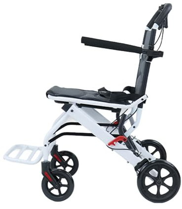 silla de ruedas estrecha para el apartamento,Silla de ruedas plegable, silla de viaje ligera y portátil para adultos, ergonómica con cinturón de seguridad ajustable, marco de acero al carbono, ruedas
