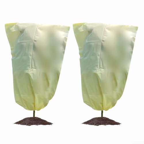 Lot de 2 housses de protection isolantes contre le gel pour plantes et arbres – Couvertures d'hiver non tissées, 106,7 x 114,3 cm, 121,9 x 183,9 cm, beige (106,7 x 114,3 cm)