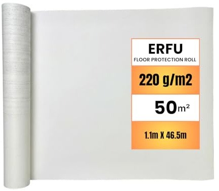 Protection bâche sol chantier 50 m² – Rouleau film protection peinture – Bâche protection sol imperméable double face – Couverture sol rénovation ultra résistante 220 g/m²