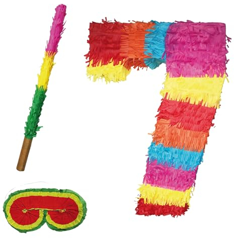 Party Factory Pinata Zahlen Set 0-9 + Stab + Augenmaske Kinder Geburtstag Schlag-Pinata 50 x 35 x 8cm Dekoration Geburtstagsdeko (7)