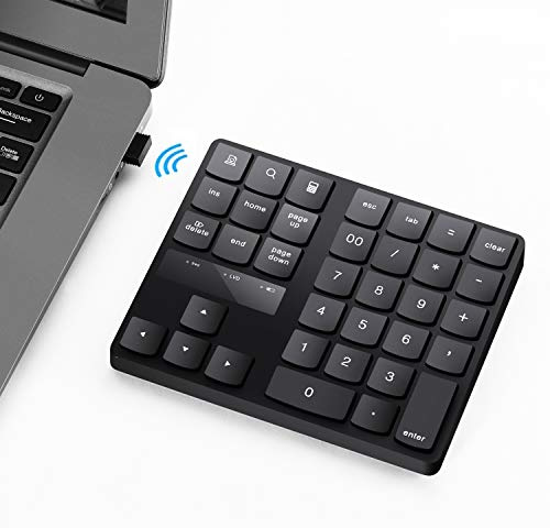 Numeric Keypad, 35-Keys Portable USB Wireless Numeric Keypad Rechargeable Ultra-Silent External Numeric Pad for MacBook and Windows Laptop