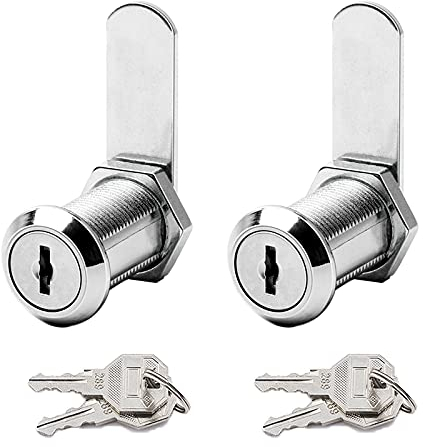 YUTOU - Lot de 2 serrures de boîte aux lettres 30 mm - Serrure de sécurité - Cylindre à came avec 4 clés universelles - Argenté - Pour porte, armoire, boîte aux lettres, armoire