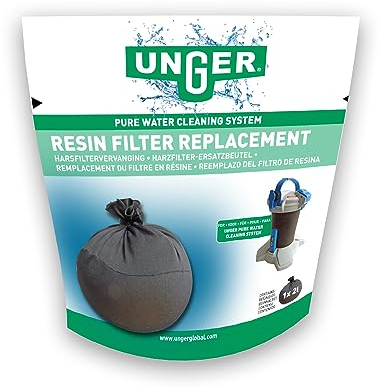 UNGER Paquete de filtros de resina de repuesto para sistema de lavado de coche sin manchas Rinse'n'Go – Accesorio de limpieza de coches, vehículos y ventanas – Profesional y DIY – 2 l