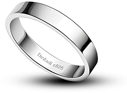Dankadi Anneau D'alliance en 925 Argent Largeur 3.5mm Plaqué Or Taille 44 à 70MM pour Couple Époux, Bague Simple Lisse Dôme pour Femme Homme Cadeau Amour Mariage Amie