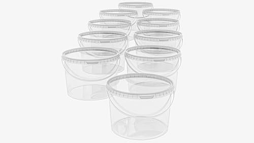 MARMOS-PLAST 20 x 5 Liter Eimer Set transparenter Kunststoffeimer mit Deckel stapelbarer Milch-/Vorratseimer Honigeimer Behälter Lebensmittelfreigabe Lebensmittelechte Leereimer für Mehl Wassereimer