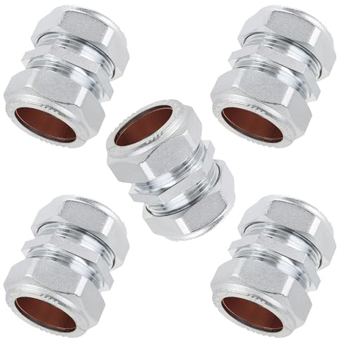 LTWFITTING Krompläterad 22 mm OD Kompressionsförening, Mässing Kompressionsbeslag (paket med 5)
