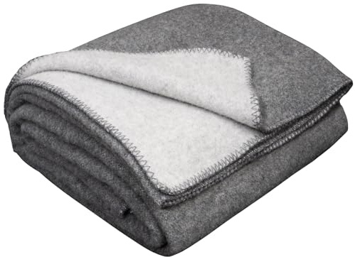 LYHome Coperta Lana - Pura e Calda Copriletto per Divano Letto Singolo, Plaid Invernale Autunnale, Coperte da Viaggio Esterni Campeggio Militare Esercito (150x215 cm | Grigio Chiaro - Grigio)