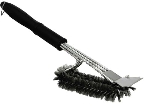 Amig - Brosse de Nettoyage 2 en 1 Fireplus pour Barbecue - Brosse et grattoir en Acier Inoxydable - Ustensile Multifonction pour Nettoyer Les grilles et plaques - Longueur : 45,7 cm