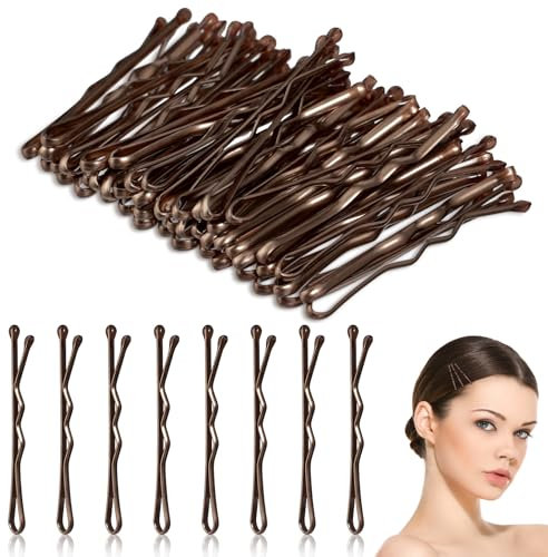 HJZHII 50 Pièces 3,5cm barettes cheveux femme,barrette cheveux femme,pince plate cheveux pince a cheveux mini épingles à cheveux ondulées en métal invisible pour femmes filles coiffures (marron)