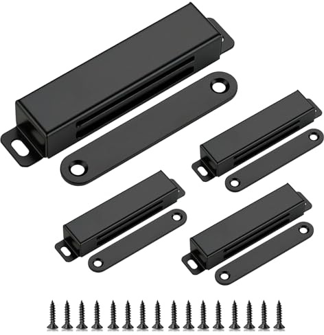 Magnetic Door Catch - 40kg Heavy Duty Strong Magnetic Catch, 4 Pack Stainless Steel Door Magnet for Wardrobes Kitchen Cupboards, Black