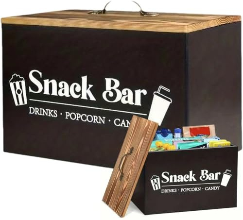 Ericetion Wooden Snack Storage Box, Candy Jar with Lid Snack Organizer Vintage Style Candy Tin Rectangle Candy Dispenser for Candies, Chocolate & Snacks