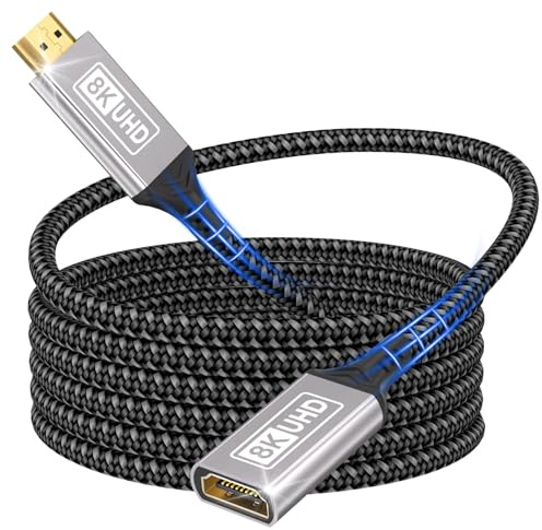 Lumivtx 2M HDMI-förlängningssladd, 10K 8K@60Hz 4K@144Hz, förlängningskabel HDMI 2.1 hane hona 48 Gbit/s Ultra High Speed UHD HDCP dynamisk HDR10+ eARC kompatibel med PS5/PS4 TV-stick HDTV-projektor