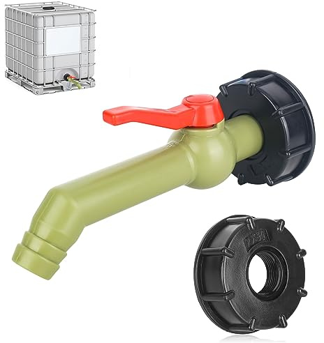 YHNDECO Rubinetto di scarico IBC e rubinetto a sfera per serbatoio IBC, rubinetto IBC da 1 pollice con rubinetto a sfera IBC per serbatoio IBC per barili di pioggia serbatoio acqua (DN40/50)