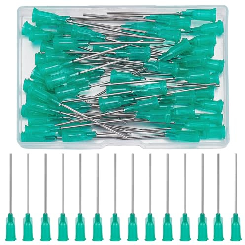FINGERINSPIRE 60Pcs Aiguille de Distribution à Pointe Émoussée 18G Avec Luer Lock 55mm de Long en Plastique Turquoise Avec 304 Broches en Acier Inoxydable pour Le Remplissage Encres Liquides et Colle