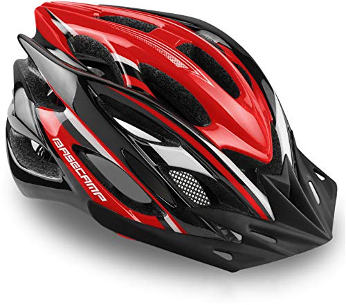 Basecamp Bike Helmet for Men Women with LED Safety Light Removable Sun Visor Lightweight Bicycle Helmet Adjustable Breathable Mountain & Road Cycling Helmets for Adult (BC-10)