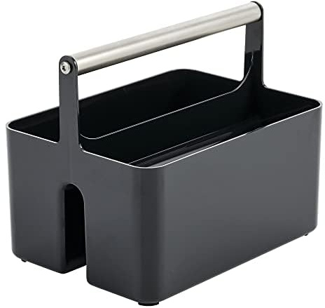 mDesign Contenitore portaoggetti in plastica per doccia, contenitore portaoggetti con scomparti separati, con manico in metallo per bagno, dormitorio, cucina, può contenere sapone, shampoo, balsamo,