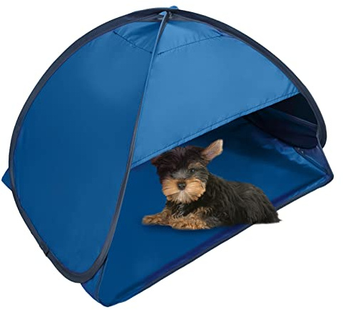 HACRAHO Pop Up Beach Sun Tent, 1 Pack Foldable Pop Up Tent Sun Shelter for Anti-UV Windproof Face Head Shade Protection, Black Glue Blue