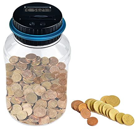 Gvolatee Digitale Spardose mit Zähler 1.8L, Elektronisch Sparschwein mit LCD Anzeige, Euro Geld Sparen Box Große, Transparente Münzzähler Automatisch, Coin Bank, für Erwachsene und Kindergeschenk