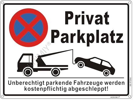 Schild Privatparkplatz Parken Verboten Aluminium Reflektierend 40x30 cm, Schilder für Privatparkplatz Parkverbot Schild Kostenpflichtig Abschleppen, UV-beständig, Wasserfest, Rostfrei, mit Bohrlöcher