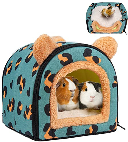 Pantula Meerschweinchen Bett, Kuschelhöhle mit Abnehmbarem Kissen, Kaninchenhöhle Winter für Frettchen Igel Chinchilla (Blau)