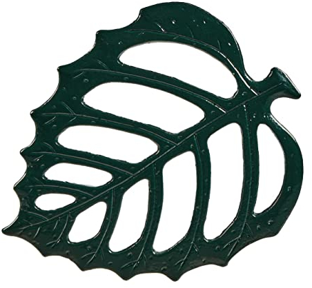 Relaxdays Trittstein Garten, Blatt-Design, Gusseisen, Trittplatte für Rasen & Beet, 26 x 32 cm, Trittsteinplatte, grün