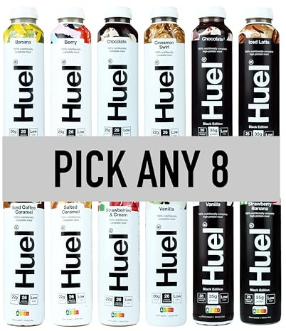 Huel Ready-to Drink - 500ml - Pick any 8-8+ Flavours to choose from - Banana, Berry, Chocolate, Cinnamon Swirl, Iced Coffee Caramel, Salted Caramel, Strawberries & Cream, Vanilla