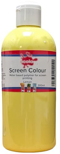 300ml Screen Printing Ink Water Based Polymer - Ideal for Paper & Board - Non-Toxic & Made in UK (Lemon)