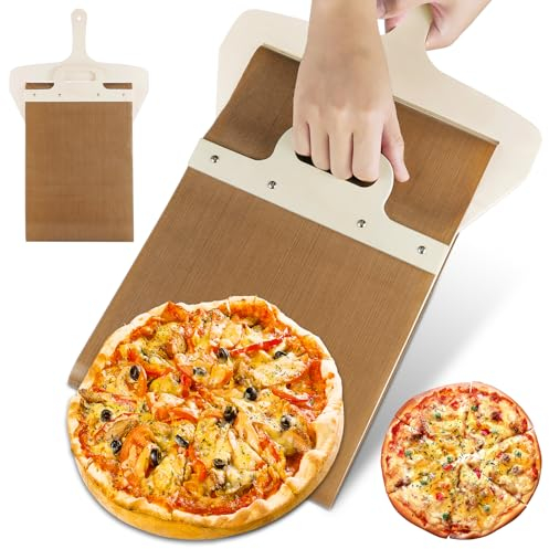 Gleitender Pizzaschieber,Schiebe Pizzaschieber Perfekt zum Übertragen von Pizzen,Gleitender Pizzaschäler mit Griff,Pizzaschälpaddel,Küchen-Pizzaschaufel-Backwerkzeug,Pizzaschieber Rollbar (2)