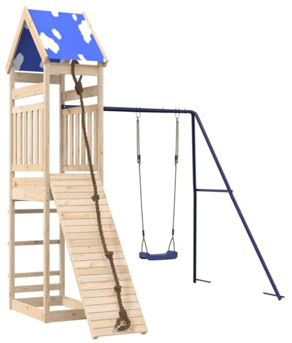 vidaXL Set da Gioco da Esterno in Legno Massello di Pino, Set da Gioco, playset, Parco Giochi da Giardino, Set da Gioco in Legno