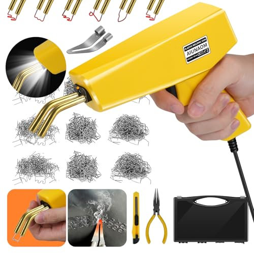AIUNAOM 230W Soudure Plastique 2 en 1 Kit de Soudage avec 6 Types de 900Pcs Agrafes et 1Pcs Outil de Lissage pour Réparer les Pare-chocs de Voiture et d'Autres Pièces en Plastique