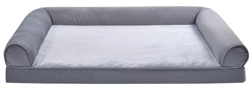 Amazon Basics Canapé en Mousse pour Chien Animal de Compagnie avec Housse Amovible, Gris, 112 x 89 x 20 cm (L x W x H)
