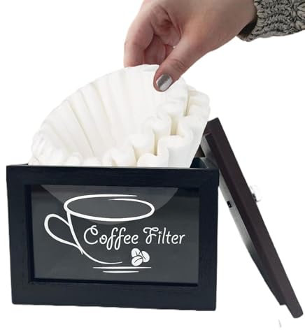 Förvaringsbox för kaffefilter | kaffefilterhållare | kaffefilterbehållare | organiseringslåda för kaffefilter, förvaringsbehållare, kaffefilterhållare i trä, kaffefilterdispenser